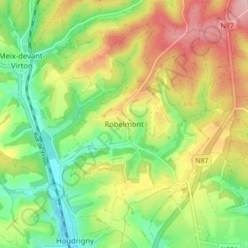 Mappa topografica Robelmont, altitudine, rilievo
