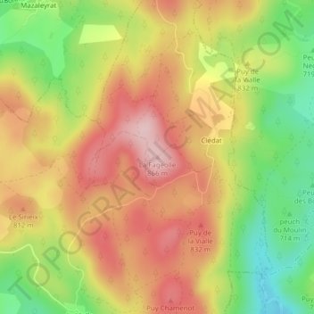 Mappa topografica La Fageolle, altitudine, rilievo