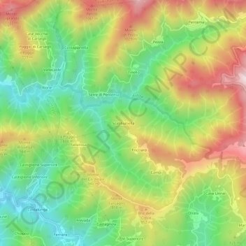 Mappa topografica Scabbiabella, altitudine, rilievo
