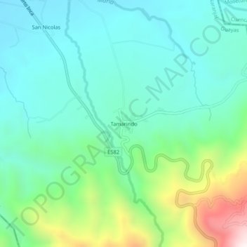 Mappa topografica Tamarindo, altitudine, rilievo