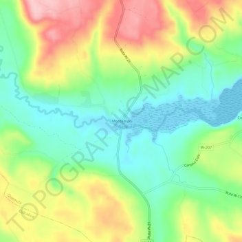 Mappa topografica Montemar, altitudine, rilievo
