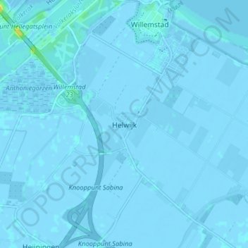 Mappa topografica Helwijk, altitudine, rilievo