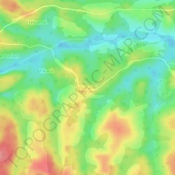 Mappa topografica Nsimalen, altitudine, rilievo