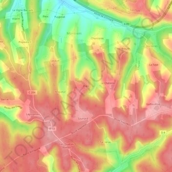 Mappa topografica Pratz, altitudine, rilievo