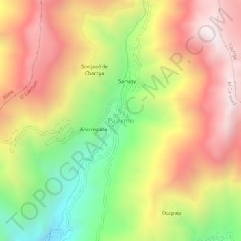 Mappa topografica Palermo, altitudine, rilievo
