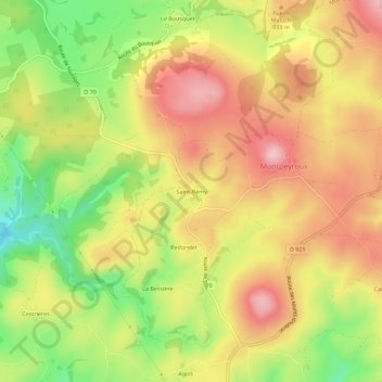 Mappa topografica Saint-Rémy, altitudine, rilievo