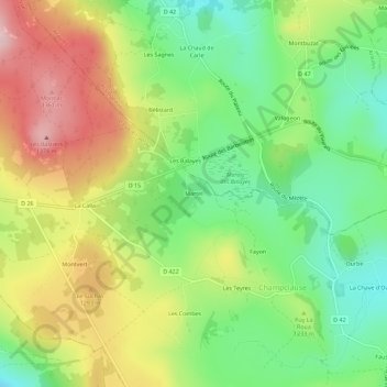 Mappa topografica Martel, altitudine, rilievo