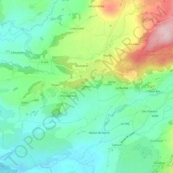 Mappa topografica Rochon, altitudine, rilievo