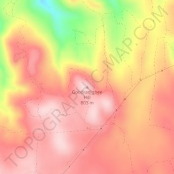 Mappa topografica Goodradigbee Hill, altitudine, rilievo