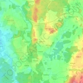 Mappa topografica Hohenöd, altitudine, rilievo
