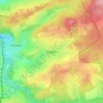 Mappa topografica Rogery, altitudine, rilievo