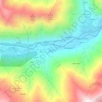Mappa topografica Piani, altitudine, rilievo