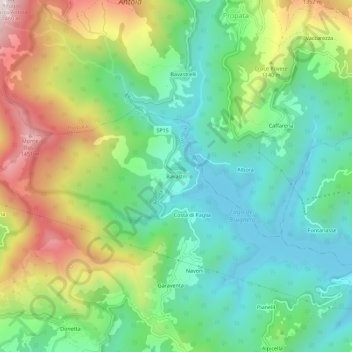 Mappa topografica Bavastri, altitudine, rilievo