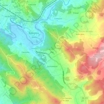Mappa topografica Vilar, altitudine, rilievo