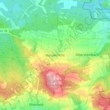 Mappa topografica Massenricht, altitudine, rilievo