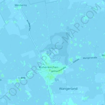 Mappa topografica Helmstede, altitudine, rilievo
