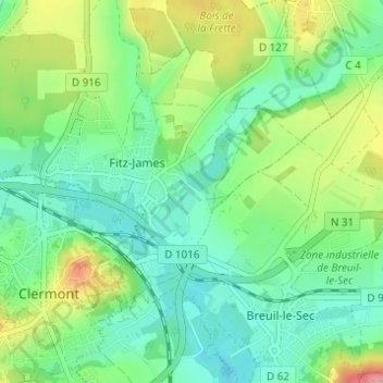 Mappa topografica Bécrel, altitudine, rilievo