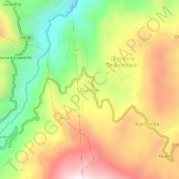Mappa topografica Quimina, altitudine, rilievo