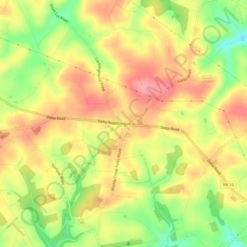 Mappa topografica Brogue, altitudine, rilievo