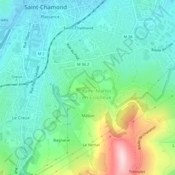 Mappa topografica Le Platre, altitudine, rilievo