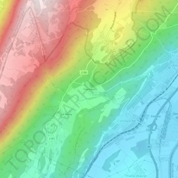 Mappa topografica Frochaux, altitudine, rilievo