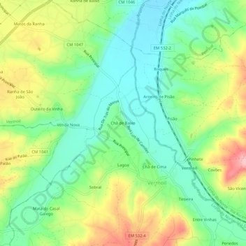 Mappa topografica Chã de Baixo, altitudine, rilievo