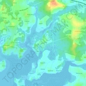 Mappa topografica Larmor, altitudine, rilievo