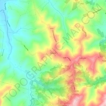 Mappa topografica Polenta, altitudine, rilievo