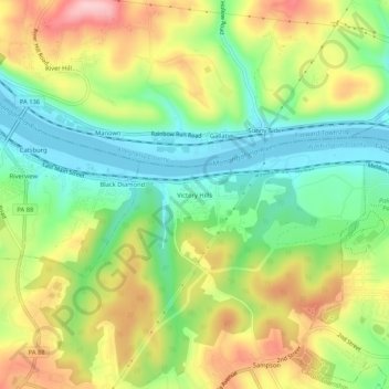 Mappa topografica Victory Hills, altitudine, rilievo
