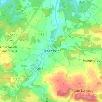 Mappa topografica Liebenstein, altitudine, rilievo
