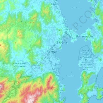 Mappa topografica Palhoça, altitudine, rilievo