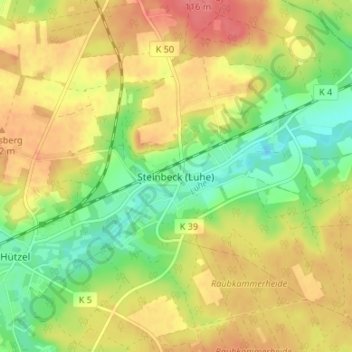 Mappa topografica Steinbeck (Luhe), altitudine, rilievo