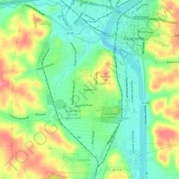 Mappa topografica Brighton, altitudine, rilievo