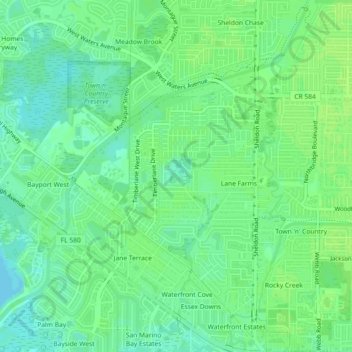Mappa topografica Hamilton Park, altitudine, rilievo