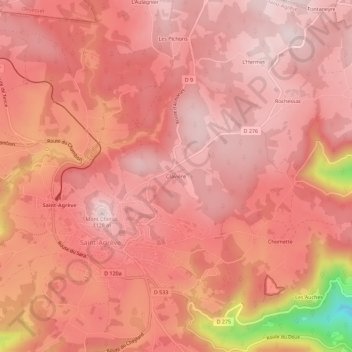 Mappa topografica Clavière, altitudine, rilievo