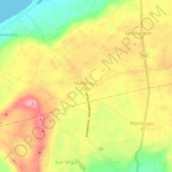 Mappa topografica Mambago-B, altitudine, rilievo