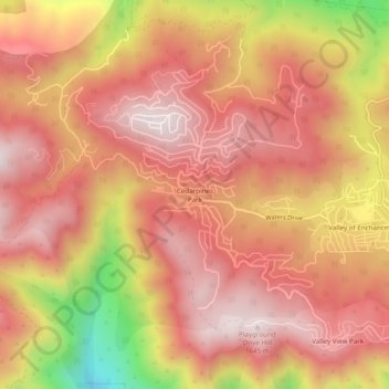Mappa topografica Cedarpines Park, altitudine, rilievo