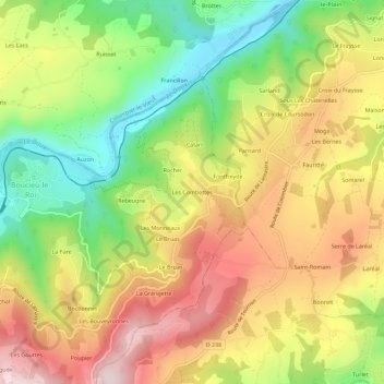 Mappa topografica Les Combettes, altitudine, rilievo