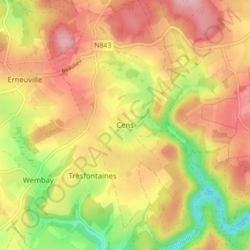 Mappa topografica Cens, altitudine, rilievo
