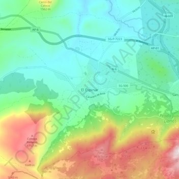 Mappa topografica El Espinar, altitudine, rilievo