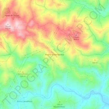 Mappa topografica Ribeira de Bemparece, altitudine, rilievo