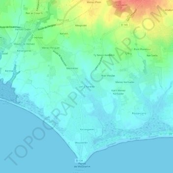 Mappa topografica Len C'hanked, altitudine, rilievo