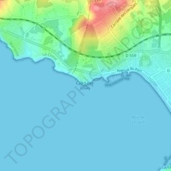 Mappa topografica Cap Saint-Louis, altitudine, rilievo