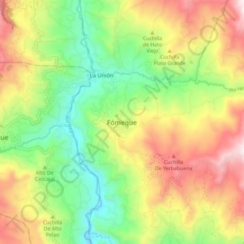 Mappa topografica Fómeque, altitudine, rilievo
