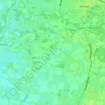 Mappa topografica Delden, altitudine, rilievo