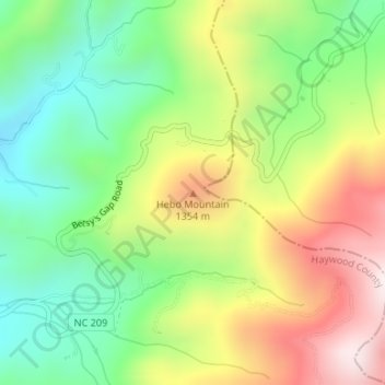 Mappa topografica Hebo Mountain, altitudine, rilievo