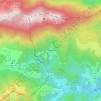 Mappa topografica Escarchein, altitudine, rilievo