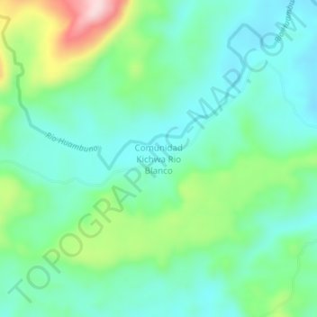 Mappa topografica Comunidad Kichwa Rio Blanco, altitudine, rilievo