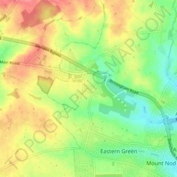 Mappa topografica Pickford Green, altitudine, rilievo