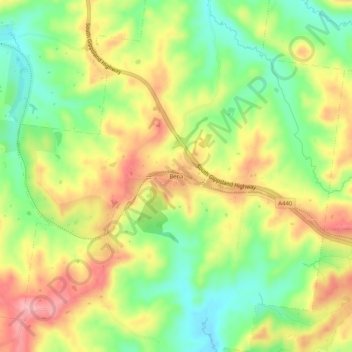 Mappa topografica Bena, altitudine, rilievo